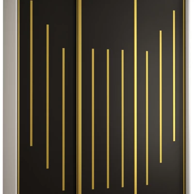 Šatní skříň ASIRI 8 - 180/60 cm, bílá / černá / zlatá
