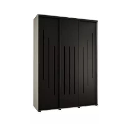Šatní skříň ASIRI 8 - 180/60 cm, bílá / černá / černá