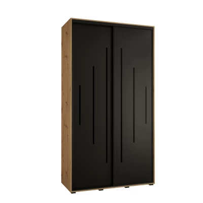 Šatní skříň ASIRI 12 - 140/60 cm, dub artisan / černá / černá