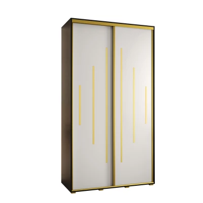 Šatní skříň ASIRI 12 - 140/60 cm, černá / bílá / zlatá