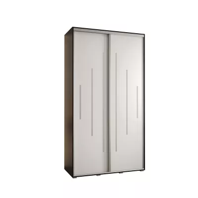 Šatní skříň ASIRI 12 - 140/60 cm, černá / bílá / stříbrná