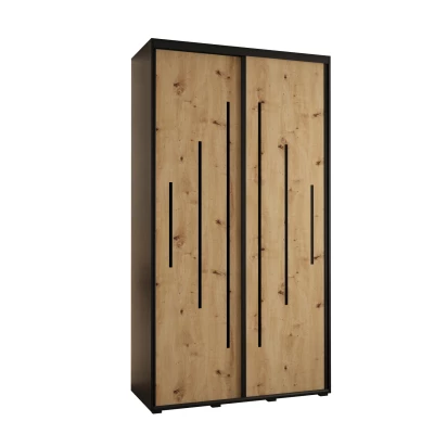 Šatní skříň ASIRI 12 - 140/60 cm, černá / dub artisan / černá
