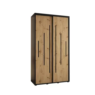 Šatní skříň ASIRI 12 - 140/60 cm, černá / dub artisan / černá