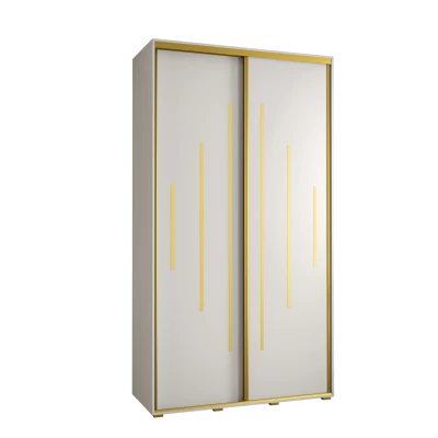 Šatní skříň ASIRI 12 - 140/60 cm, bílá / zlatá