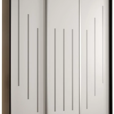 Šatní skříň ASIRI 8 - 180/45 cm, černá / bílá / stříbrná