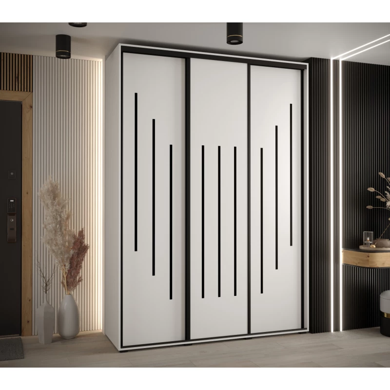 Šatní skříň ASIRI 8 - 180/45 cm, bílá / černá