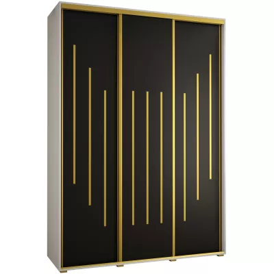 Šatní skříň ASIRI 8 - 180/45 cm, bílá / černá / zlatá