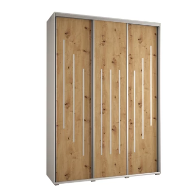 Šatní skříň ASIRI 8 - 180/45 cm, bílá / dub artisan / stříbrná