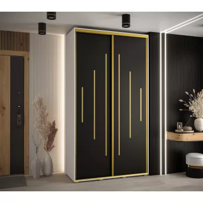 Šatní skříň ASIRI 12 - 140/60 cm, bílá / černá / zlatá