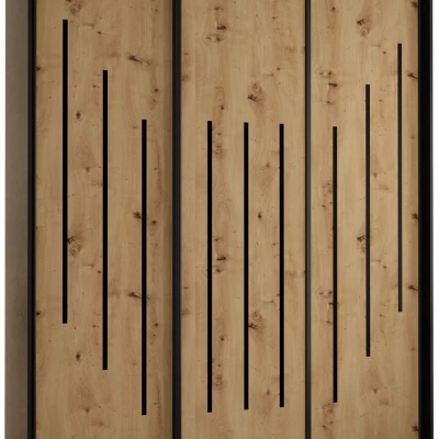 Šatní skříň ASIRI 8 - 190/60 cm, černá / dub artisan / černá