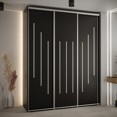 Šatní skříň ASIRI 8 - 190/45 cm, černá / stříbrná