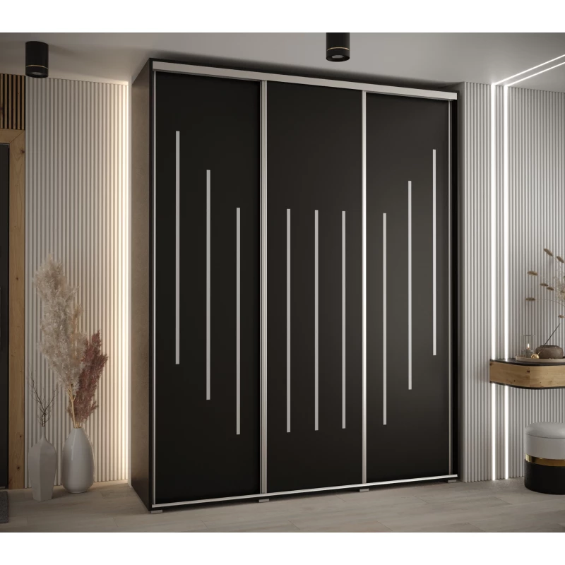 Šatní skříň ASIRI 8 - 190/45 cm, černá / stříbrná