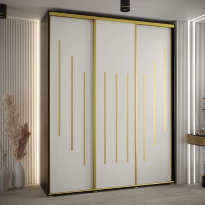 Šatní skříň ASIRI 8 - 190/45 cm, černá / bílá / zlatá