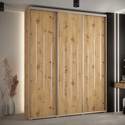 Šatní skříň ASIRI 8 - 200/60 cm, dub artisan / stříbrná