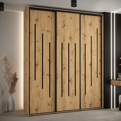 Šatní skříň ASIRI 8 - 200/60 cm, dub artisan / černá