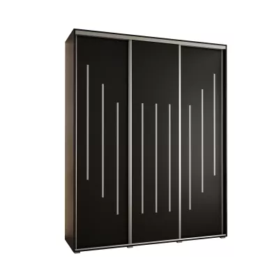 Šatní skříň ASIRI 8 - 200/60 cm, černá / stříbrná