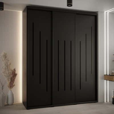 Šatní skříň ASIRI 8 - 200/60 cm, černá / černá