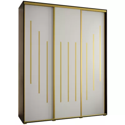 Šatní skříň ASIRI 8 - 200/60 cm, černá / bílá / zlatá