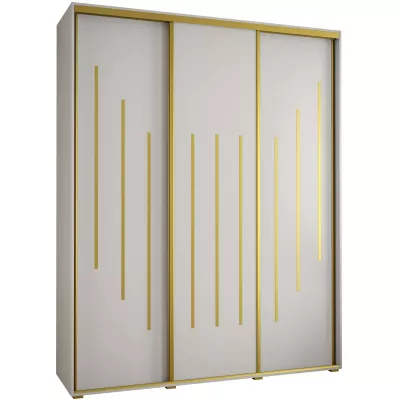 Šatní skříň ASIRI 8 - 200/60 cm, bílá / zlatá