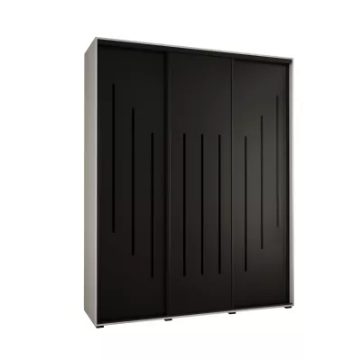 Šatní skříň ASIRI 8 - 200/60 cm, bílá / černá / černá