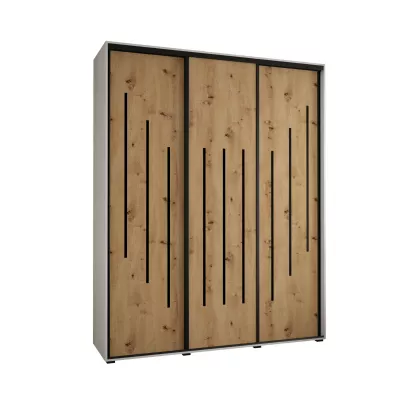 Šatní skříň ASIRI 8 - 200/60 cm, bílá / dub artisan / černá