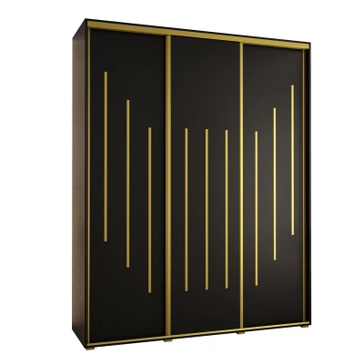 Šatní skříň ASIRI 8 - 200/45 cm, černá / zlatá