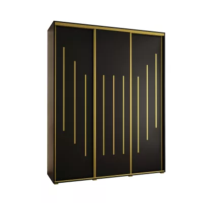 Šatní skříň ASIRI 8 - 200/45 cm, černá / zlatá