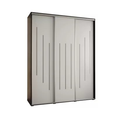 Šatní skříň ASIRI 8 - 200/45 cm, černá / bílá / stříbrná