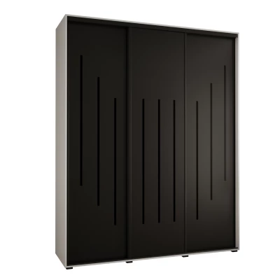 Šatní skříň ASIRI 8 - 200/45 cm, bílá / černá / černá