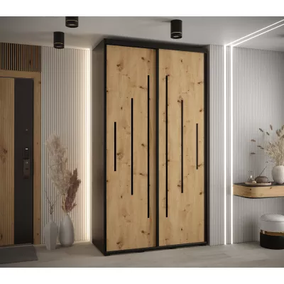 Šatní skříň ASIRI 12 - 130/60 cm, černá / dub artisan / černá