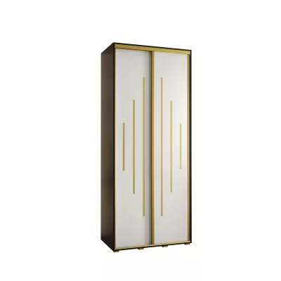 Šatní skříň ASIRI 12 - 120/60 cm, černá / bílá / zlatá