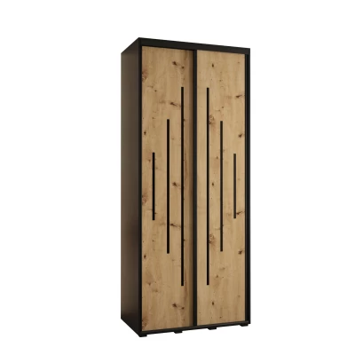Šatní skříň ASIRI 12 - 120/60 cm, černá / dub artisan / černá