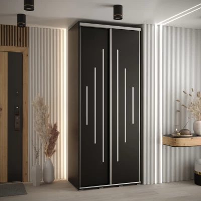 Šatní skříň ASIRI 12 - 110/60 cm, černá / stříbrná