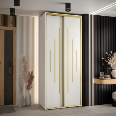 Šatní skříň ASIRI 12 - 110/60 cm, bílá / zlatá