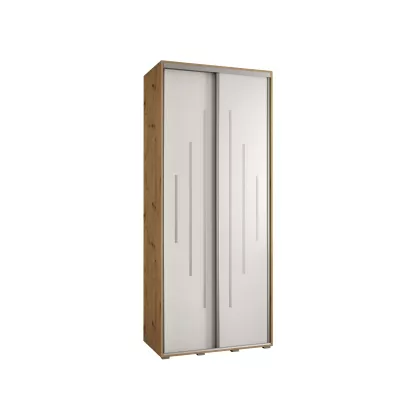 Šatní skříň ASIRI 12 - 100/60 cm, dub artisan / bílá / stříbrná