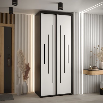 Šatní skříň ASIRI 12 - 100/60 cm, černá / bílá / černá