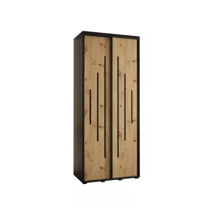 Šatní skříň ASIRI 12 - 100/60 cm, černá / dub artisan / černá
