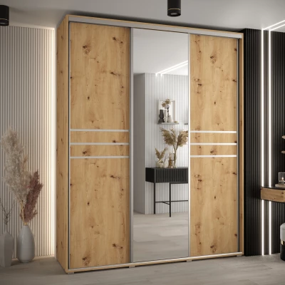 Šatní skříň ASIRI 11 - 190/60 cm, dub artisan / stříbrná