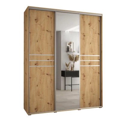 Šatní skříň ASIRI 11 - 190/60 cm, dub artisan / stříbrná