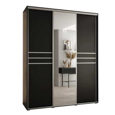 Šatní skříň ASIRI 11 - 190/60 cm, černá / stříbrná