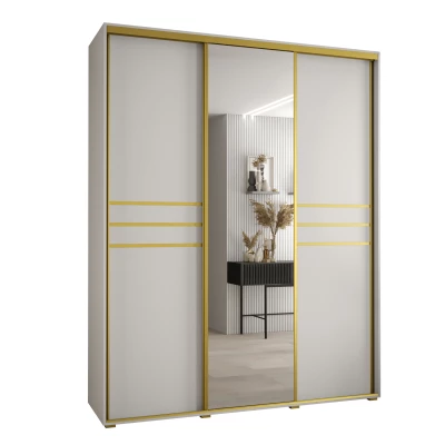 Šatní skříň ASIRI 11 - 190/60 cm, bílá / zlatá