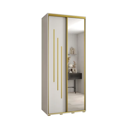 Šatní skříň ASIRI 9 - 100/60 cm, bílá / zlatá