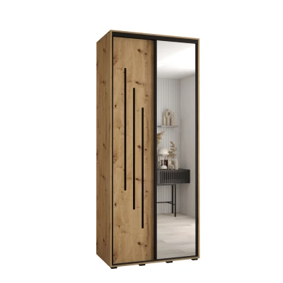 Šatní skříň ASIRI 9 - 100/45 cm, dub artisan / černá