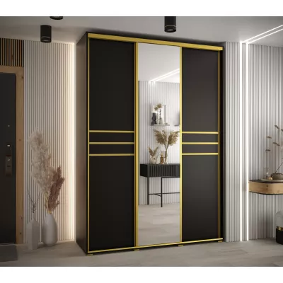 Šatní skříň ASIRI 11 - 180/60 cm, černá / zlatá