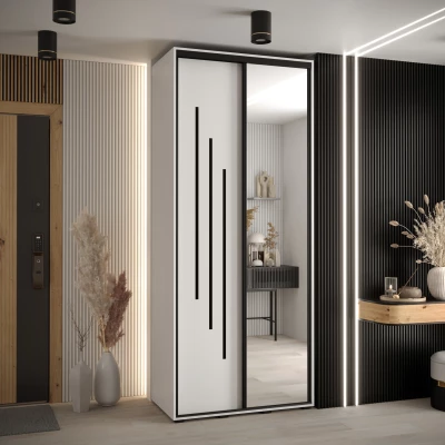 Šatní skříň ASIRI 9 - 110/60 cm, bílá / černá