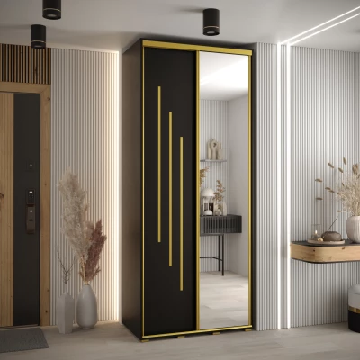 Šatní skříň ASIRI 9 - 110/45 cm, černá / zlatá