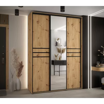 Šatní skříň ASIRI 11 - 170/60 cm, dub artisan / černá