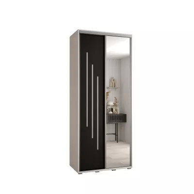 Šatní skříň ASIRI 9 - 110/45 cm, bílá / černá / stříbrná