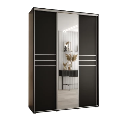 Šatní skříň ASIRI 11 - 170/60 cm, černá / stříbrná