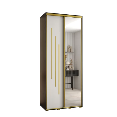 Šatní skříň ASIRI 9 - 120/60 cm, černá / bílá / zlatá